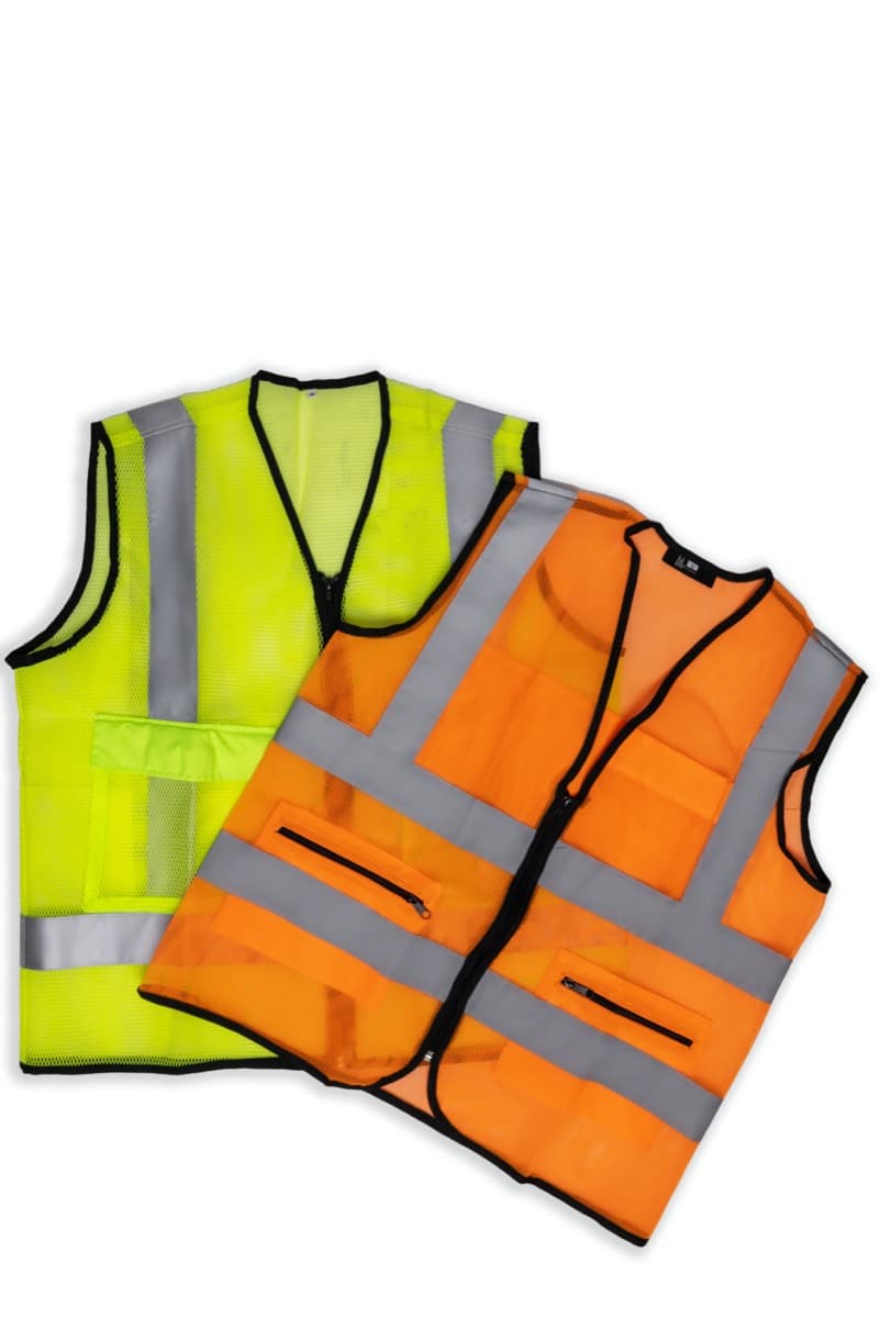 Chalecos reflectivos naranja y verde